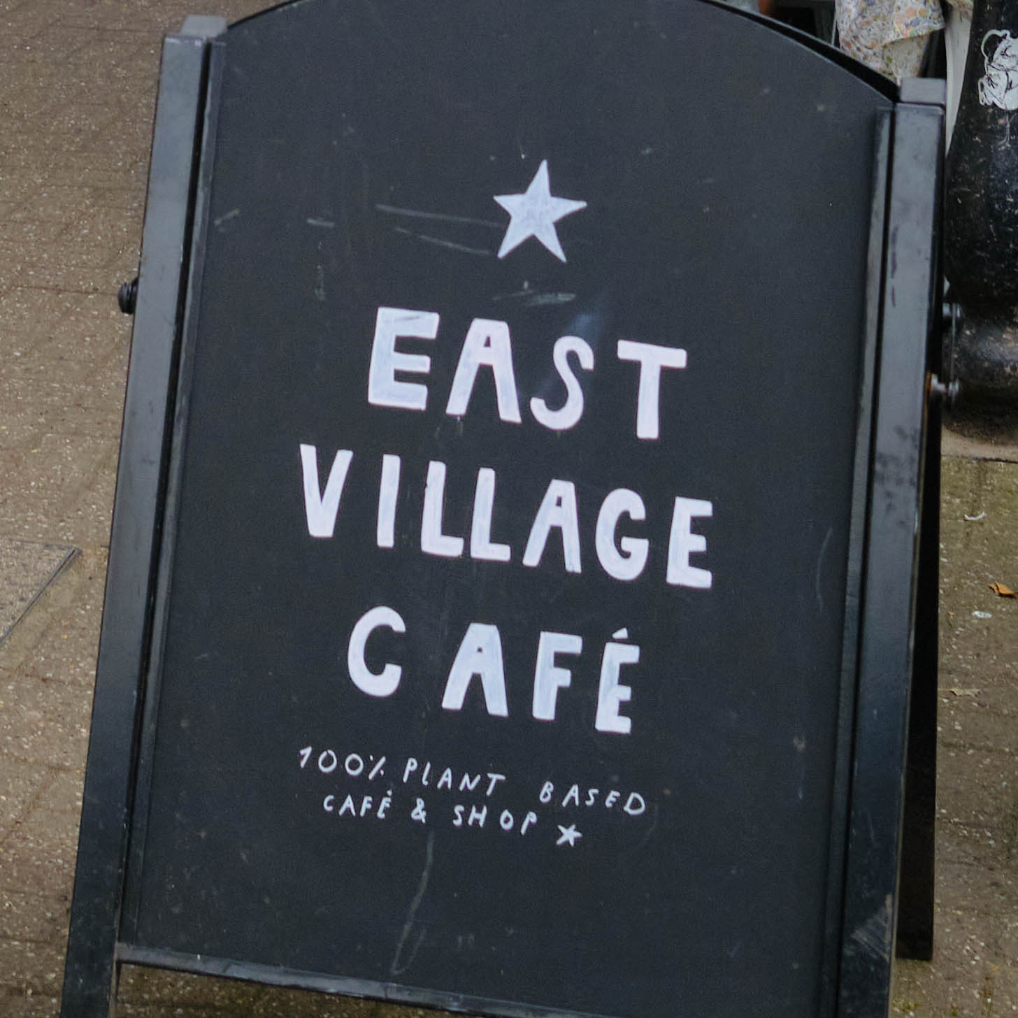 east village cafe blackboard sign